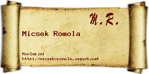 Micsek Romola névjegykártya